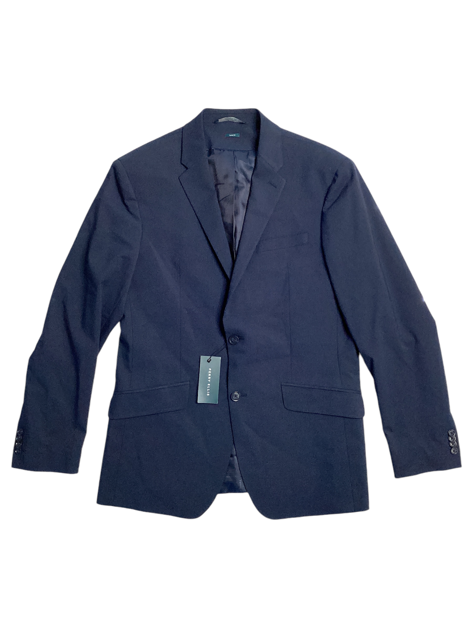 Perry Ellis Mens Slim Fit Suit Jacket Blazer Navy 42R