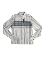 Perry Ellis Mens White Striped Button Down Shirt XL