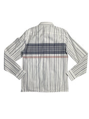 Perry Ellis Mens Slim fit Long Sleeve Button-Up Shirt XXL White Blue Striped