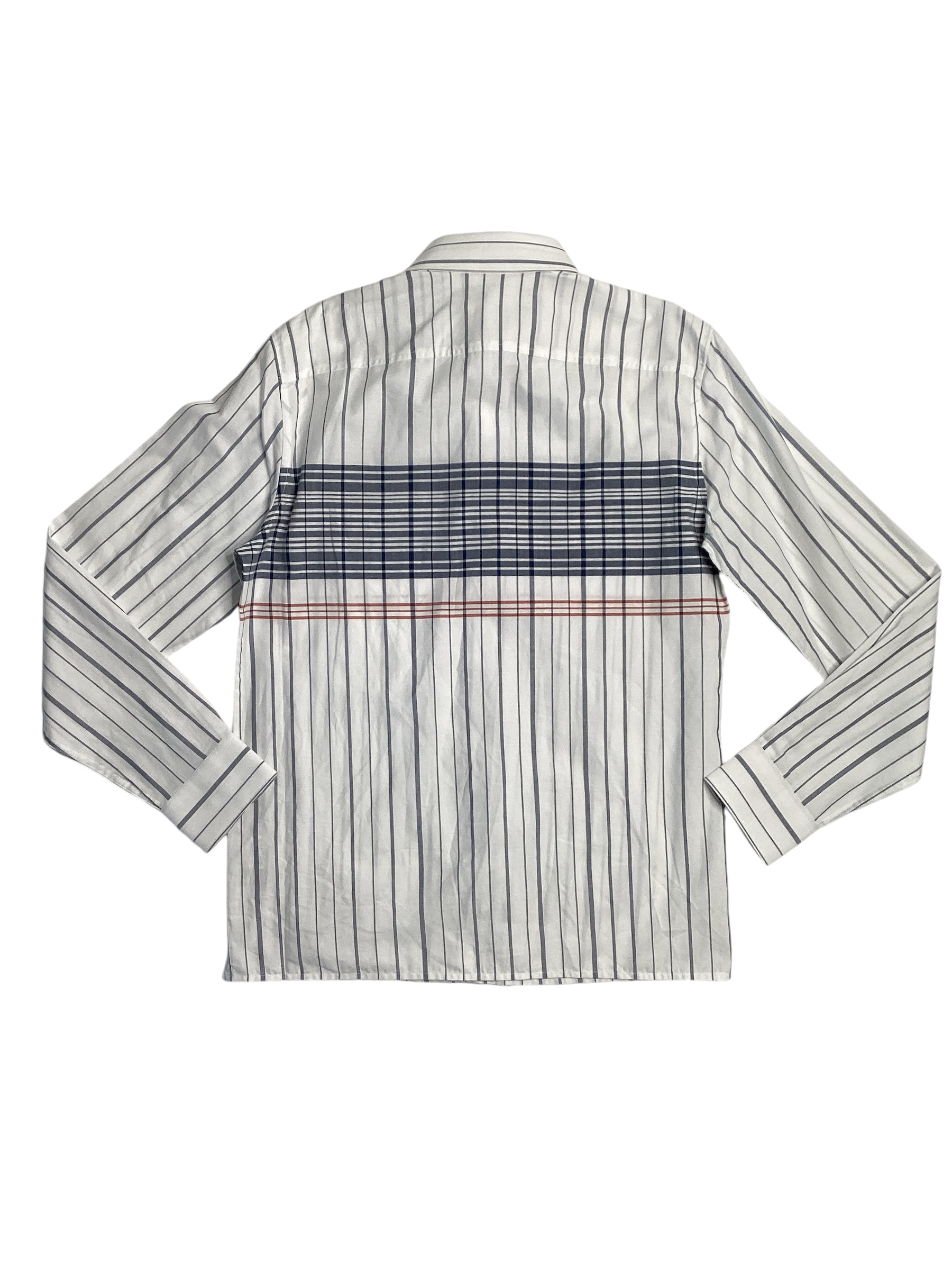 Perry Ellis Mens Slim fit Long Sleeve Button-Up Shirt XXL White Blue Striped