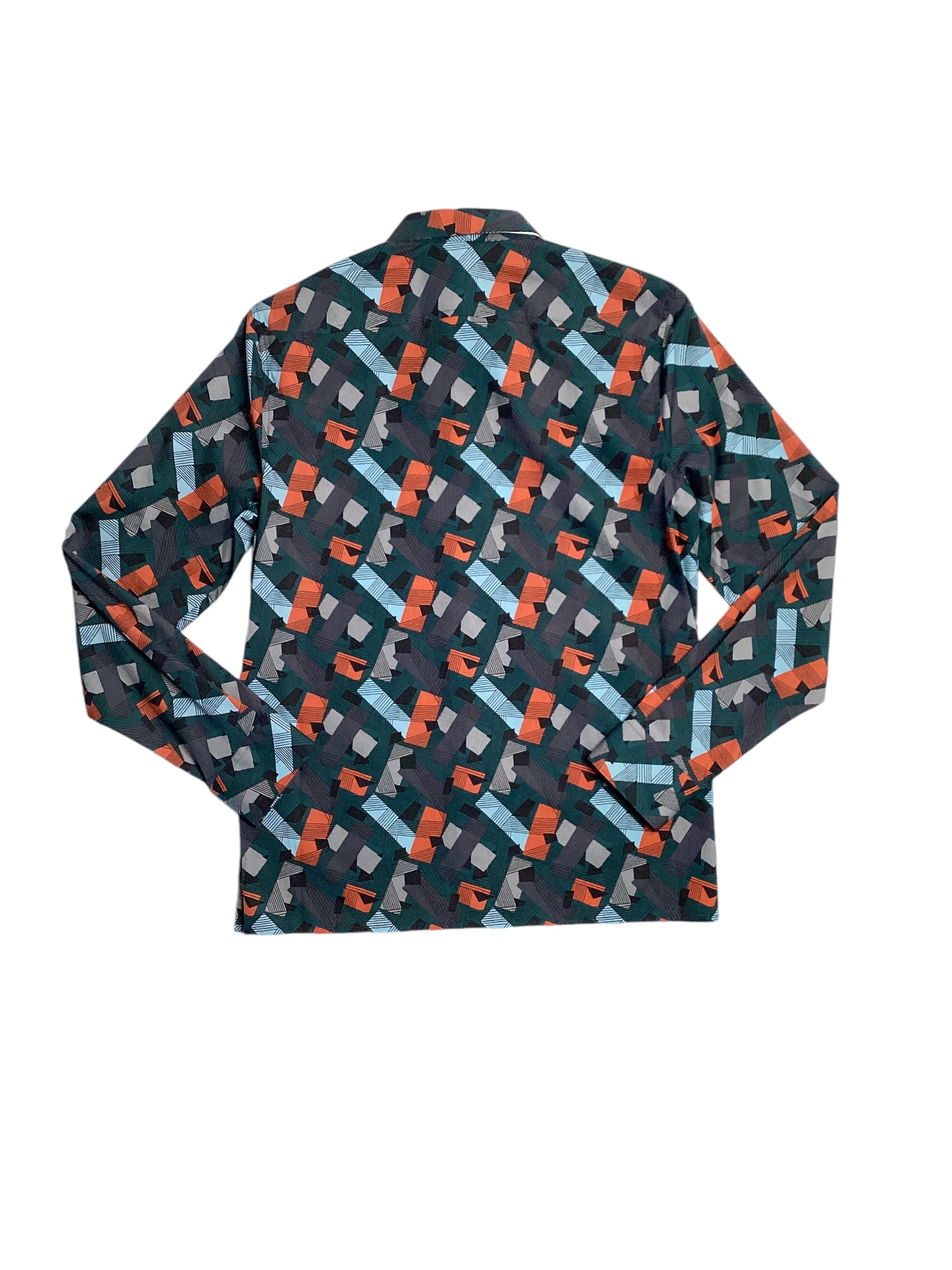 Perry Ellis Mens Graphic Print Button Down Shirt Blue Small