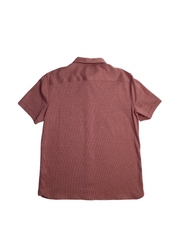 Perry Ellis Mens Geo Print Double Knit Button Down Shirt Etruscan Red Large