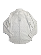 Perry Ellis Mens Space Motif Geometric Print Button Down Shirt White Medium
