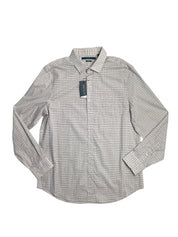 Perry Ellis Mens Micro Chain Pattern Button Down Shirt Peach Whip Small