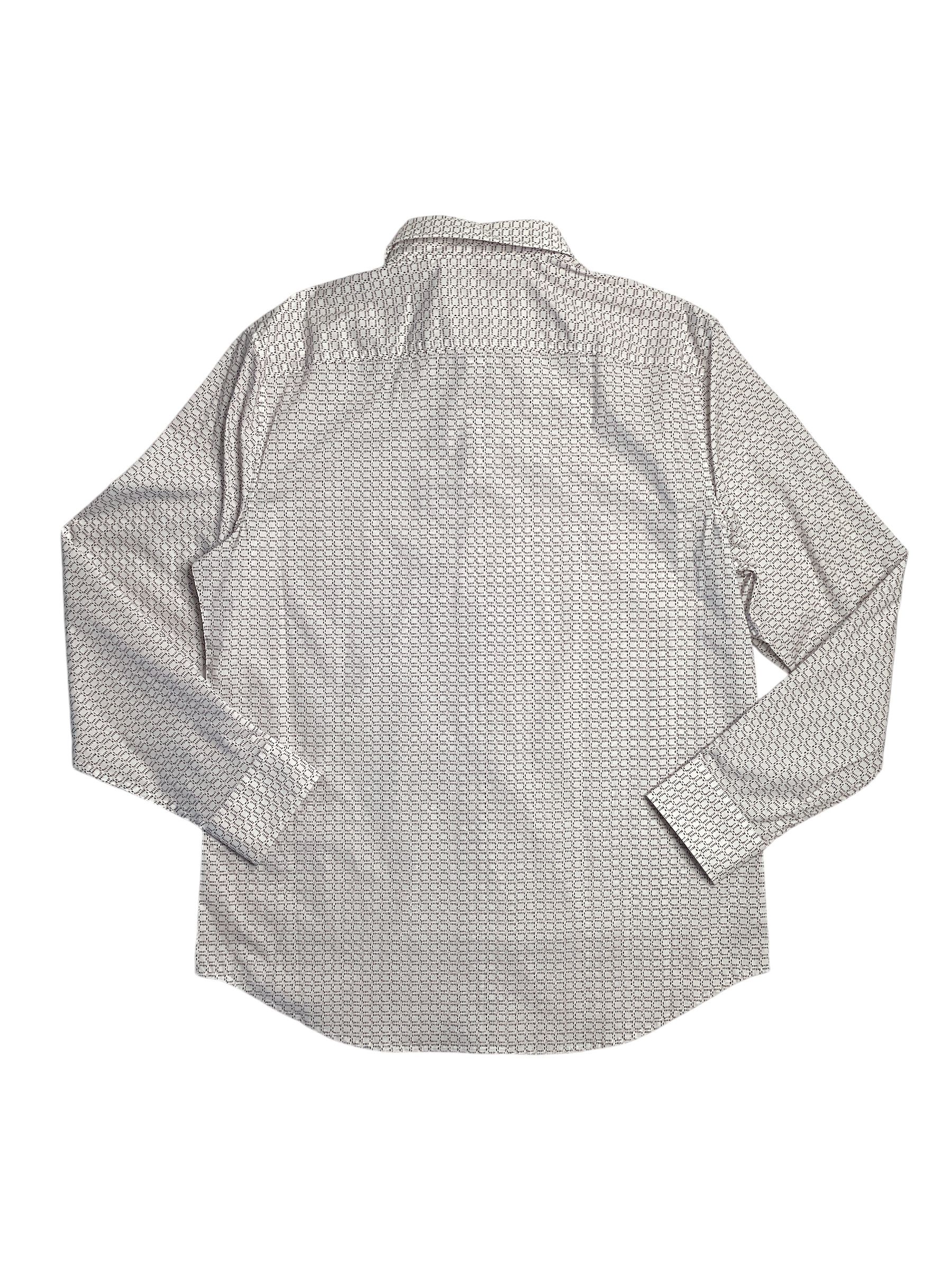 Perry Ellis Mens Micro Chain Pattern Button Down Shirt Peach White 2XL