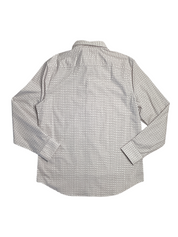 Perry Ellis Mens Micro Chain Pattern Button Down Shirt Peach Whip White Medium