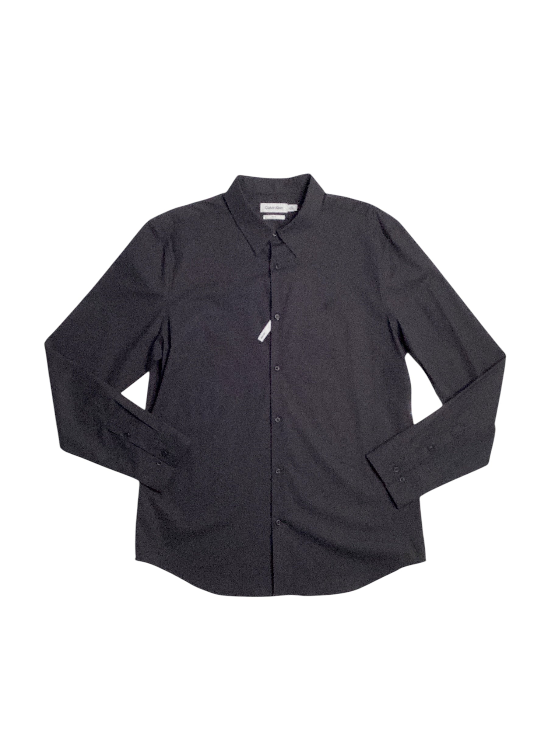 Calvin Klein Men's Slim Fit Chambray Button Down Shirt Forged Iron Grey Large