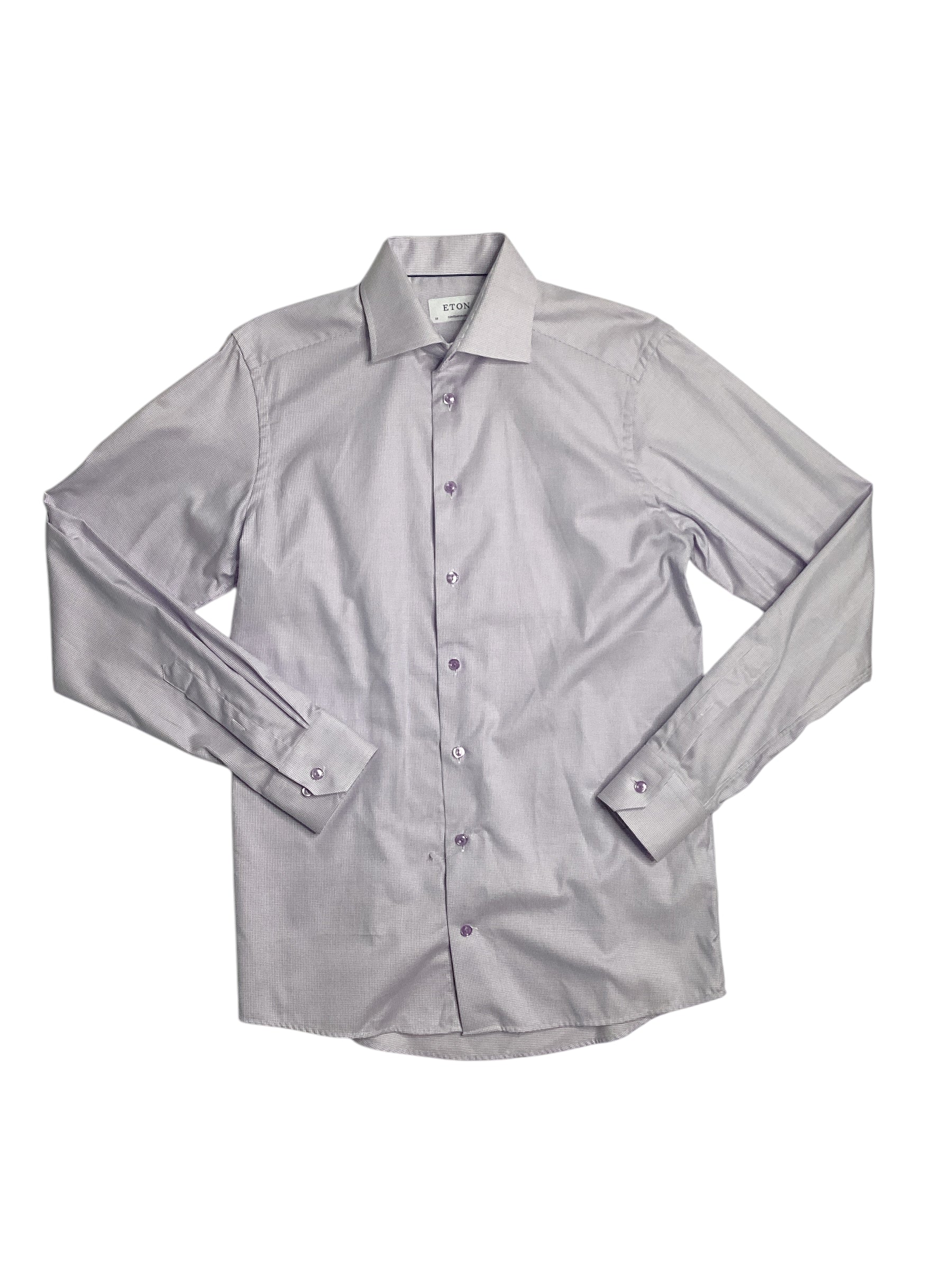 Eton Mens Contemporary Fit Dress Shirt 15 / 38 Medium Purple Check