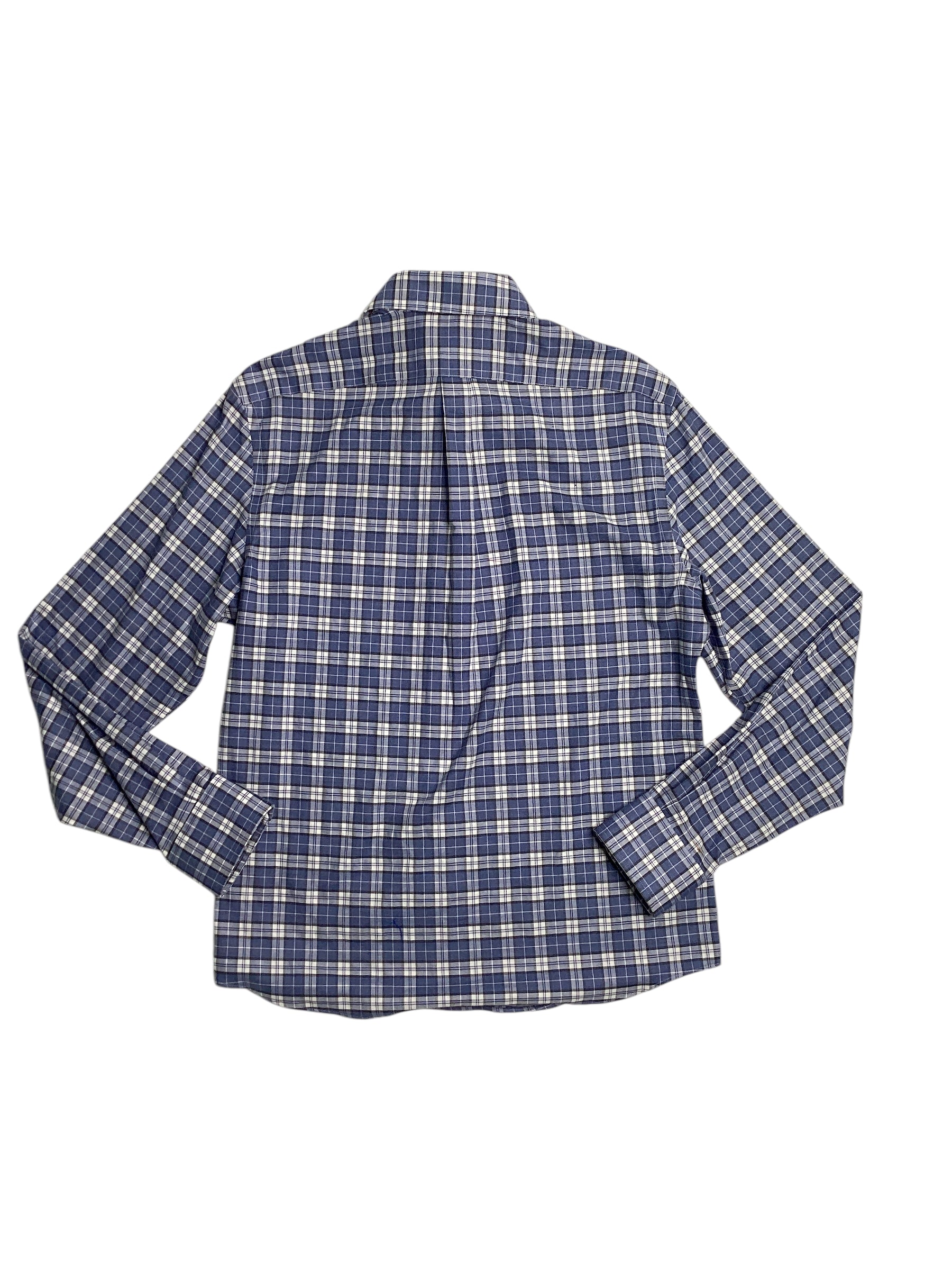 Lauren Ralph Lauren Mens Soft Stretch Button Dress Shirt Medium Blue Plaid