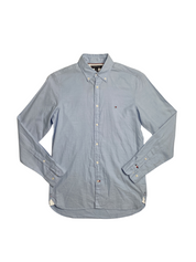 Tommy Hilfiger Mens Slim Fit Flex Button Down Shirt Small Light Blue