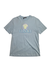 Versace Mens Medusa Cotton Graphic T Shirt XXL 2XL Pastel Blue Stampa