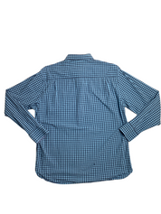 Tommy Bahama Mens Gradient Check Button Shirt Large Blue Deep Indigo