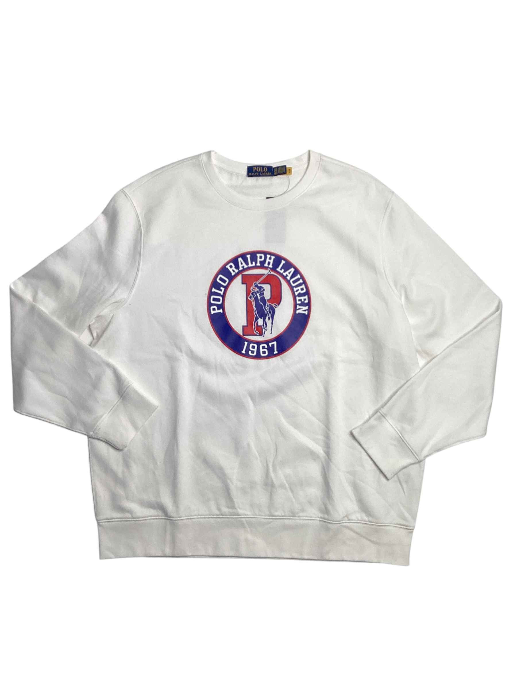 Polo Ralph Lauren Mens Sweatshirt Polo Logo 1967 Fleece Sweatshirt White 2XL