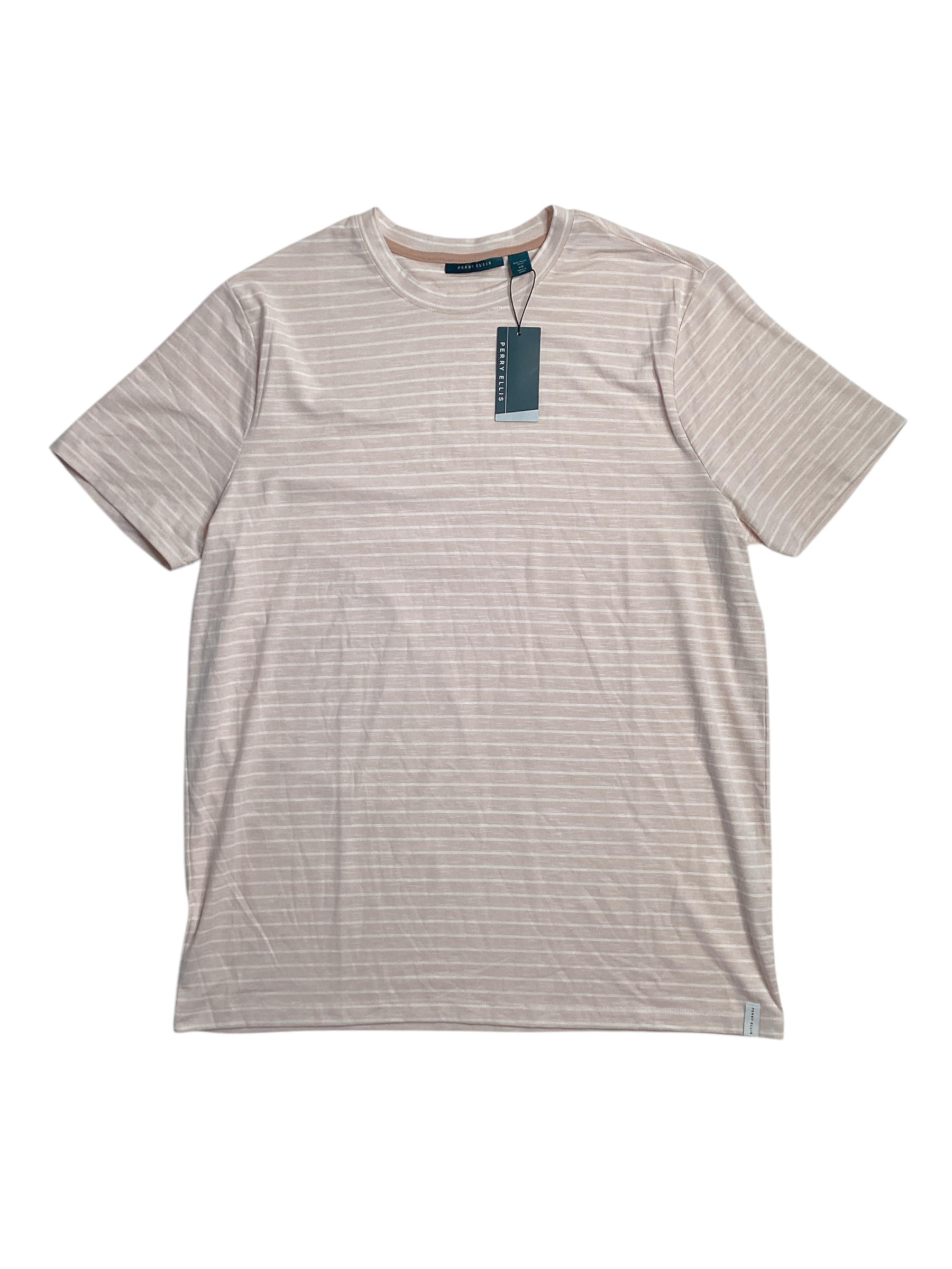 Perry Ellis Men's Short Sleeve Crewneck T Shirt Sepia Rose Pink Large