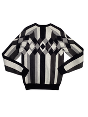 Perry Ellis Mens Color Block V Neck Sweater Black White XXL