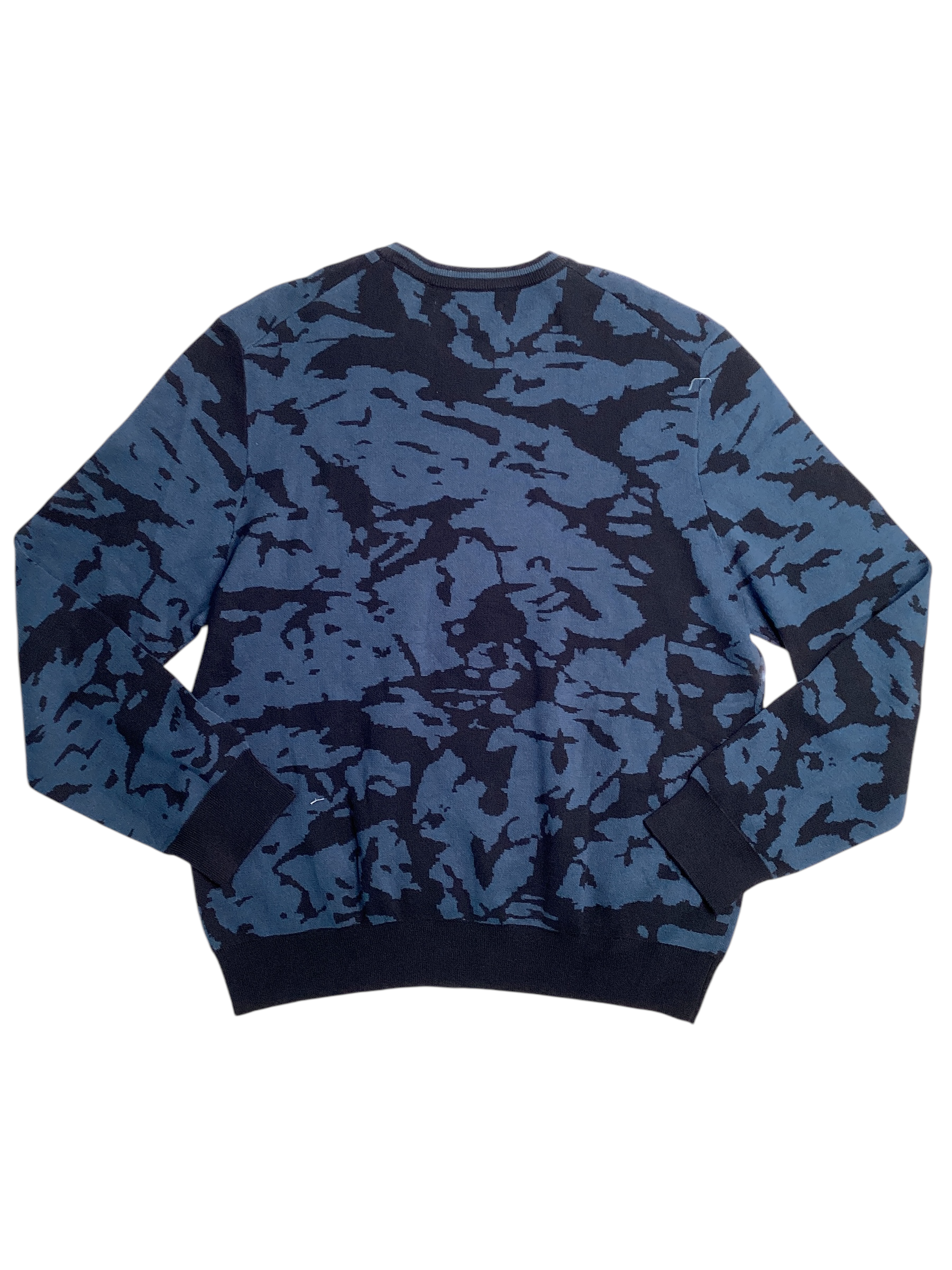 Perry Ellis Mens Jacquard Camo Crewneck Sweater Titan Blue 2XL