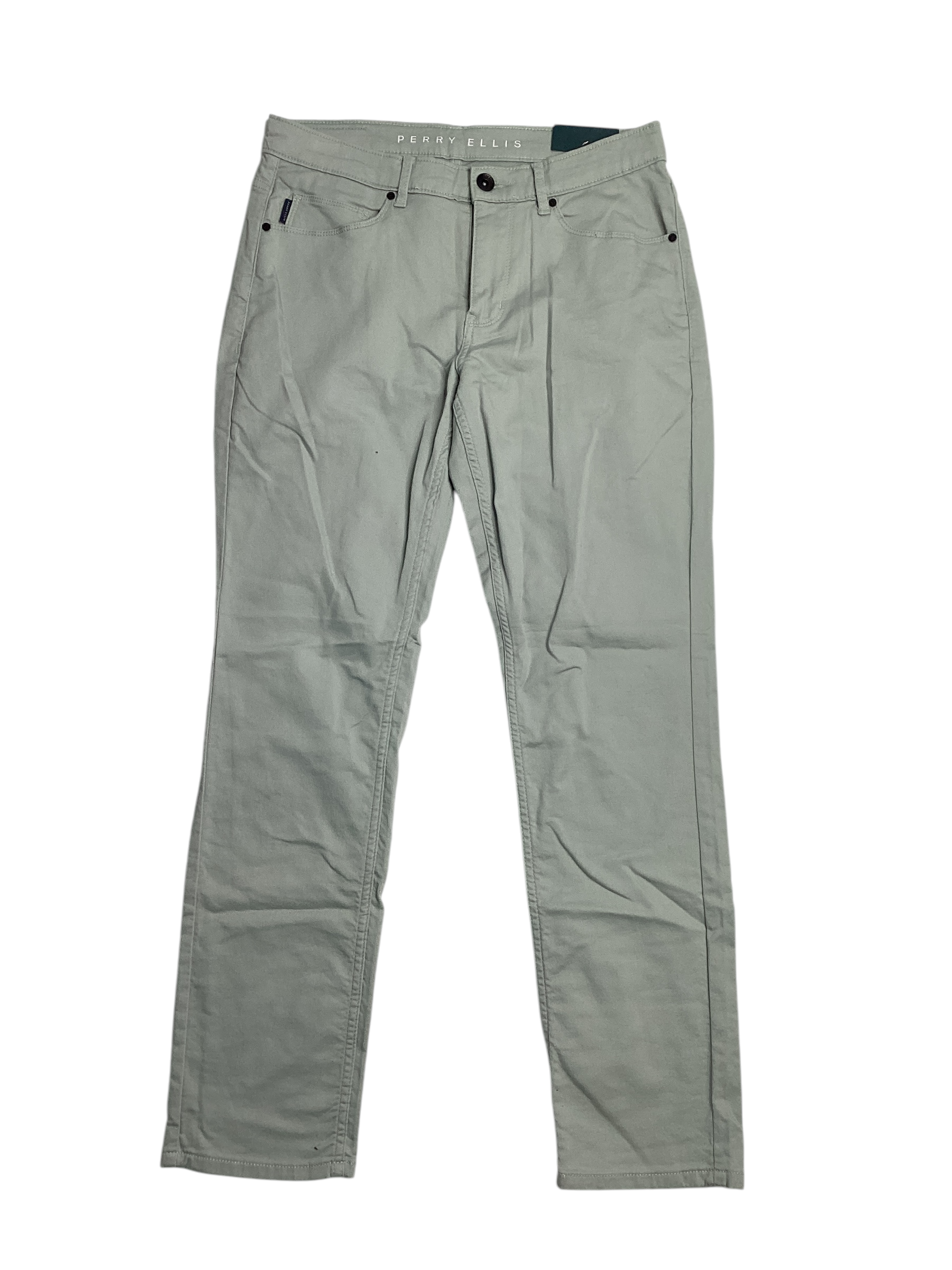 Perry Ellis Mens Slim fit Casual Pants 32 / 30 Grey Solid Stretch