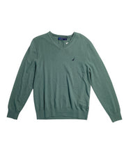 Nautica Mens Lightweight Jersey V-Neck Sweater Medium Green Chive