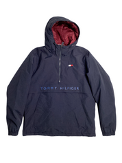 Tommy Hilfiger Mens Water Resistant Hooded Fleece Lined Anorak Jacket Small Navy