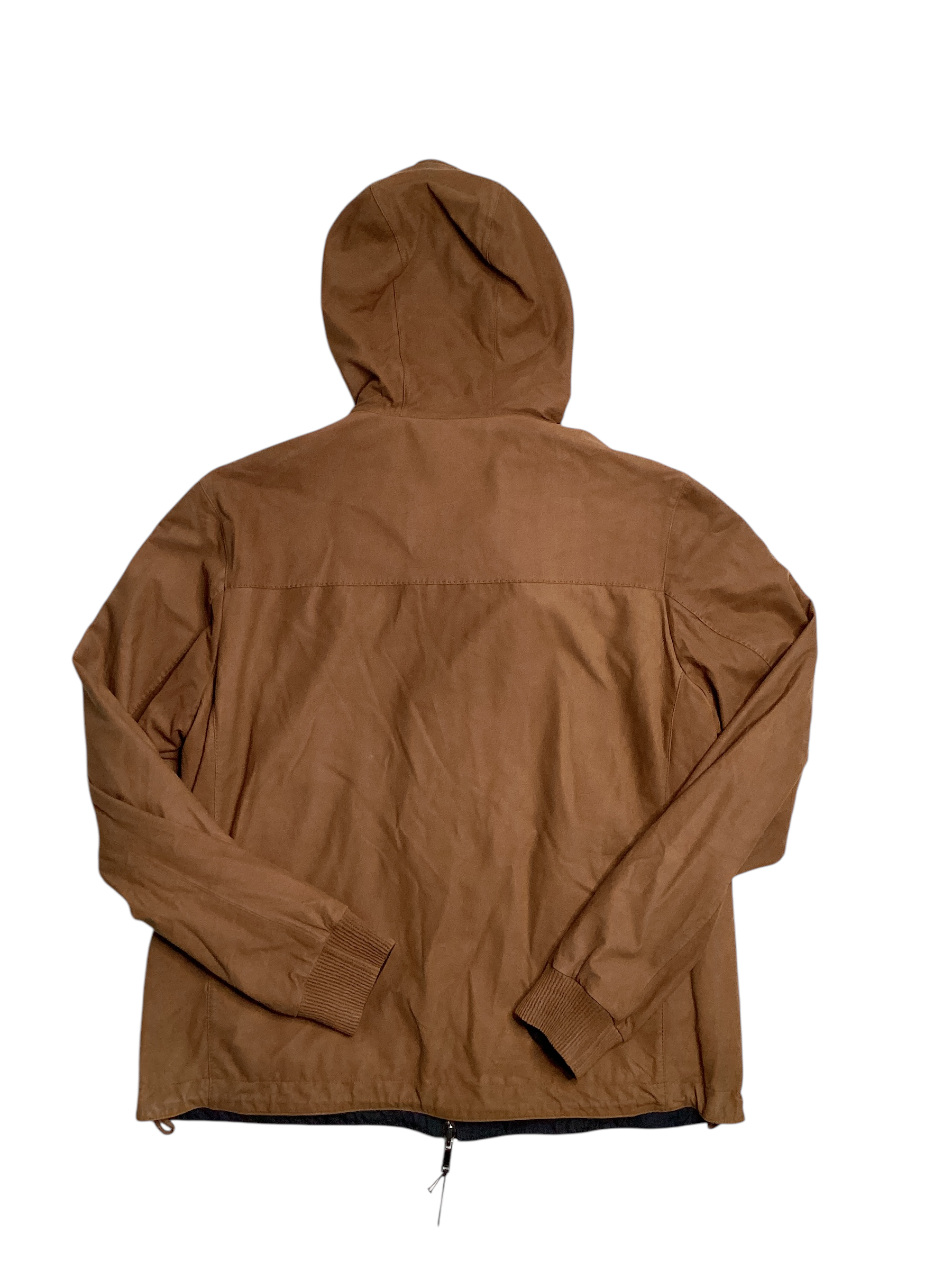 HUGO BOSS Mens Camel Malfo Leather Zip Hooded Jacket Size 44 Brown