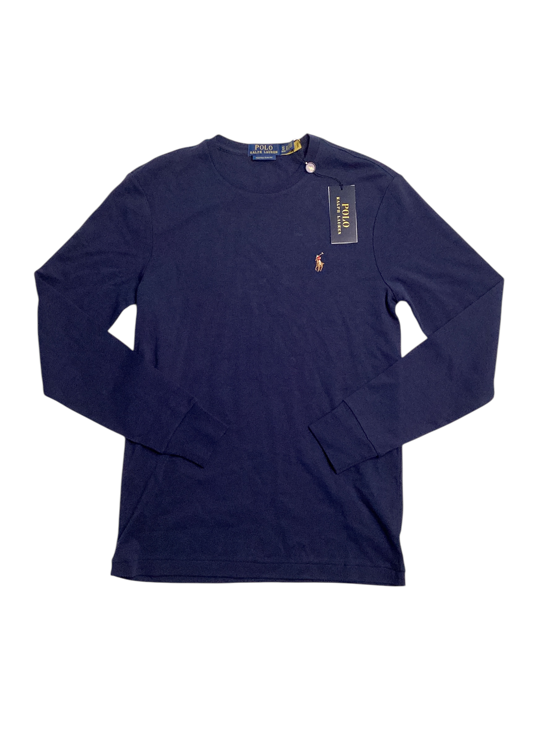 Ralph Lauren Polo Custom Slim Fit Soft Cotton Long Sleeve T-Shirt XS French Navy