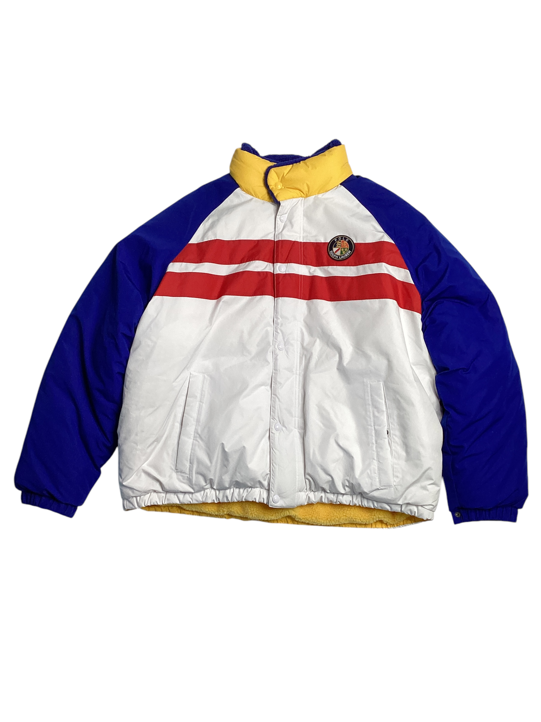 Polo Ralph Lauren Mens Reversible Color Blocked Stripe Down Bomber Jacket XL