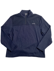 Calvin Klein Men's Iconic Mixed-Media Quarter-Zip Long Sweatshirt XXL Navy Blue