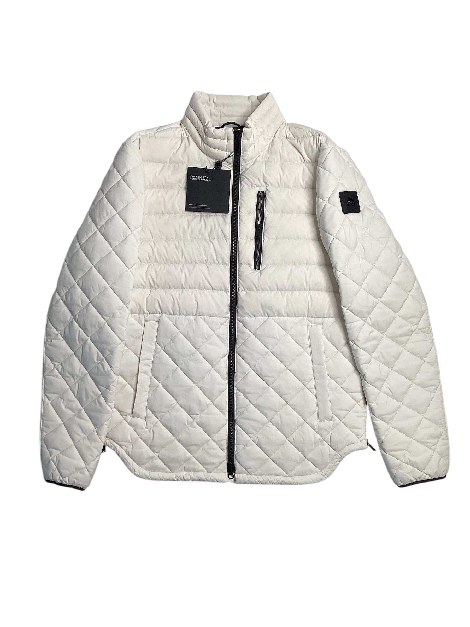Moose Knuckles Mens Boynton Quilted Down Jacket Medium Plaster White