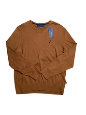 Nautica Men's Navtech Performance Classic-Fit Soft V-Neck Sweater Medium Brown