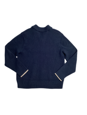 Ted Baker London Mens ademy ribbed wool polo sweater Size 6 / XXL Navy Blue