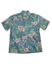 Reyn Spooner Mens Hawaiian Cotton Button Shirt Small Blue