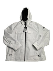 DKNY Mens Flex Tech Hooded Rain Jacket Ice Grey 2XL XXL Raincoat