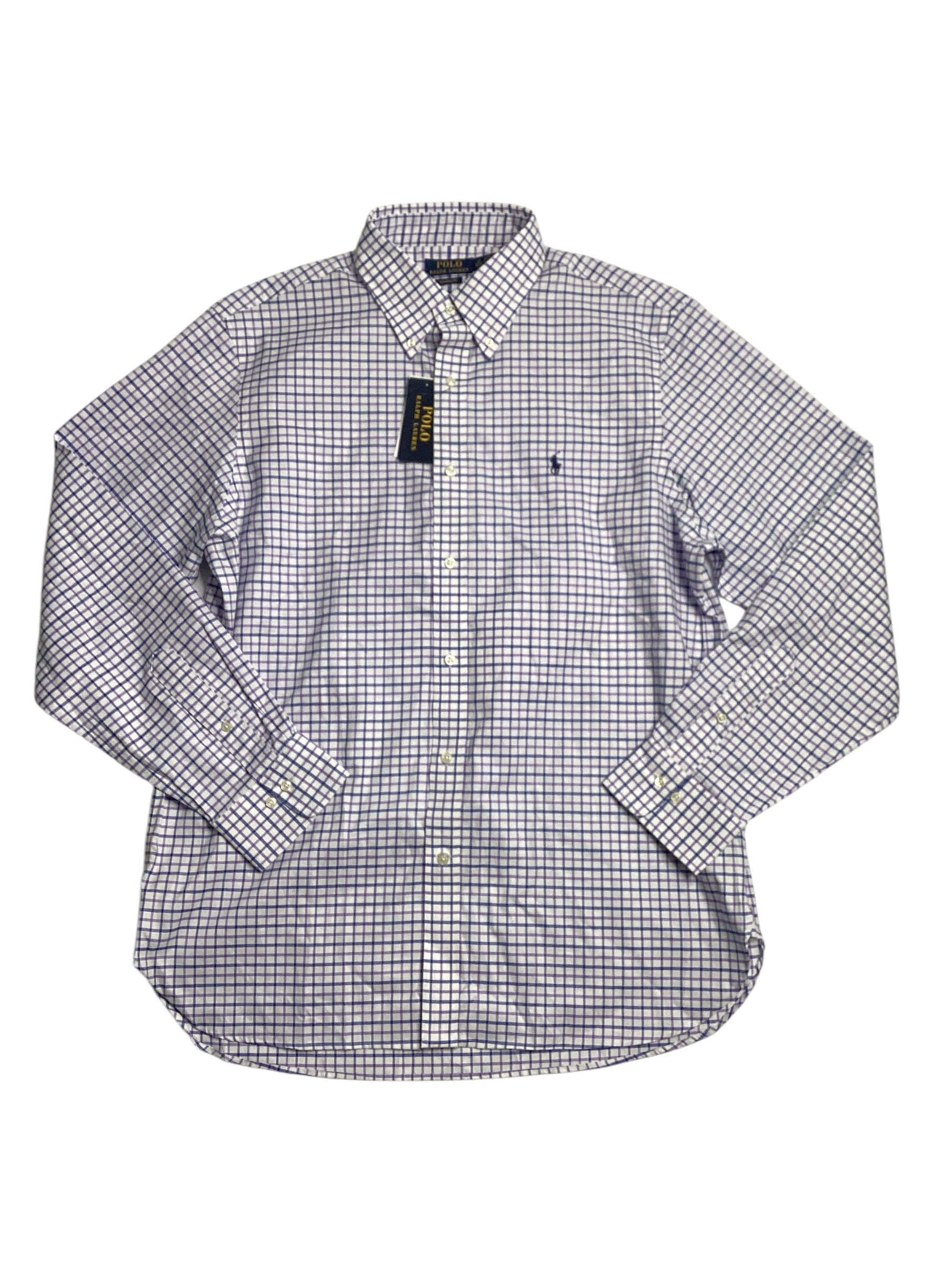 Polo Ralph Lauren Mens Classic Fit Dress Button Shirt 17 36 - 37 Purple Blue