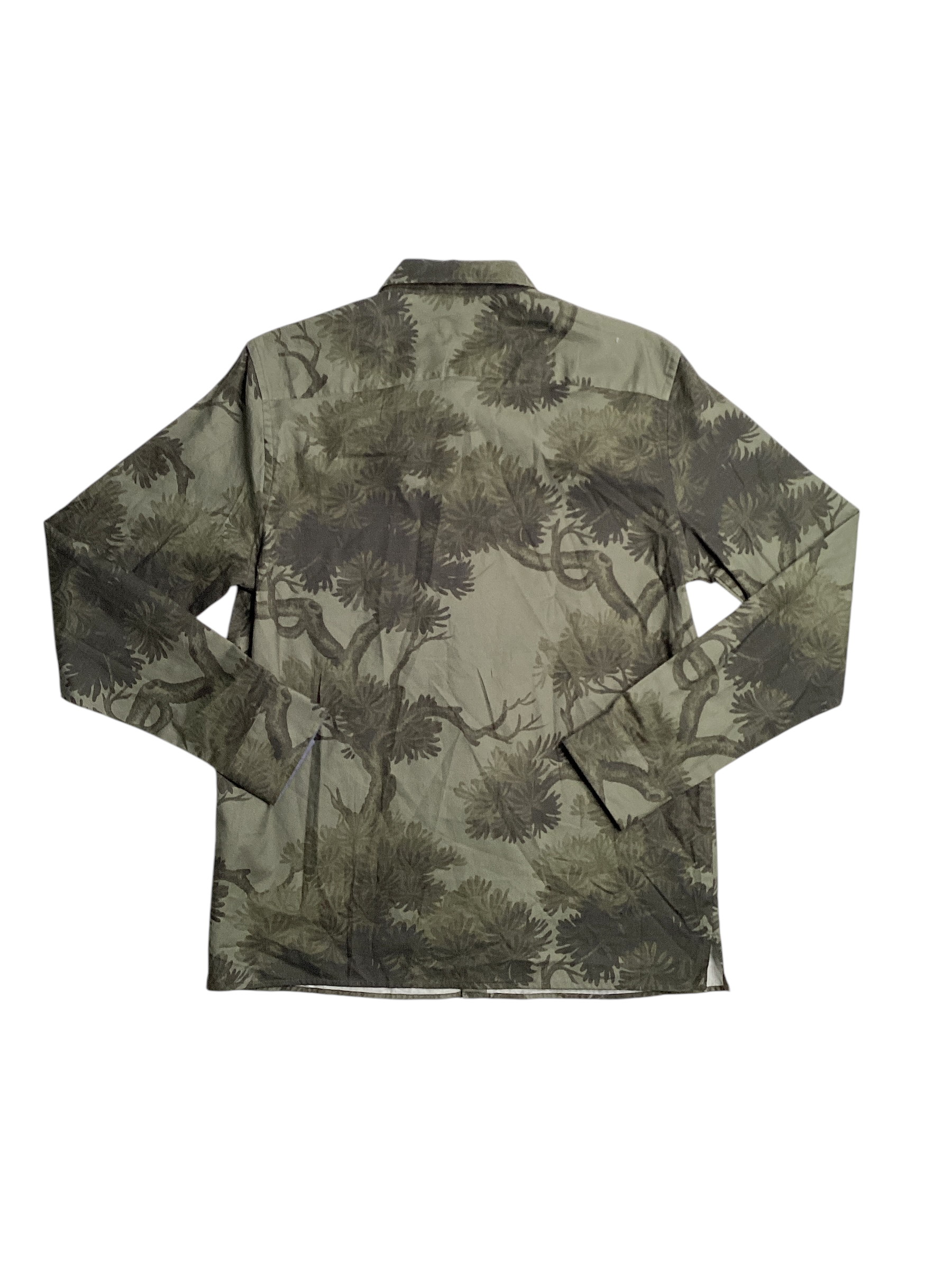 Ted Baker London Goxhill Regular Fit Tree Print Button-Up Shirt Medium Green