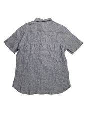 Nautica Men's Classic-Fit Solid Linen Short Sleeve Shirt Medium Navy Blue