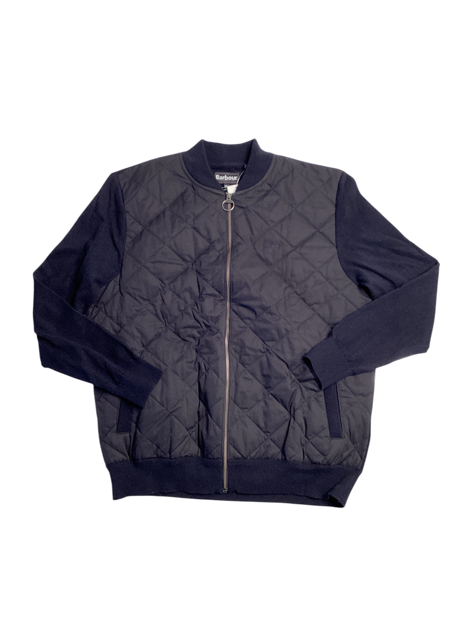 Barbour Mens Essential Box Quilt Zip Front Jacket XXL 2XL Navy Blue