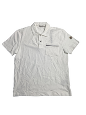 Moncler Mens Ramsey Short Sleeve Pocket Terry Polo Shirt Large White