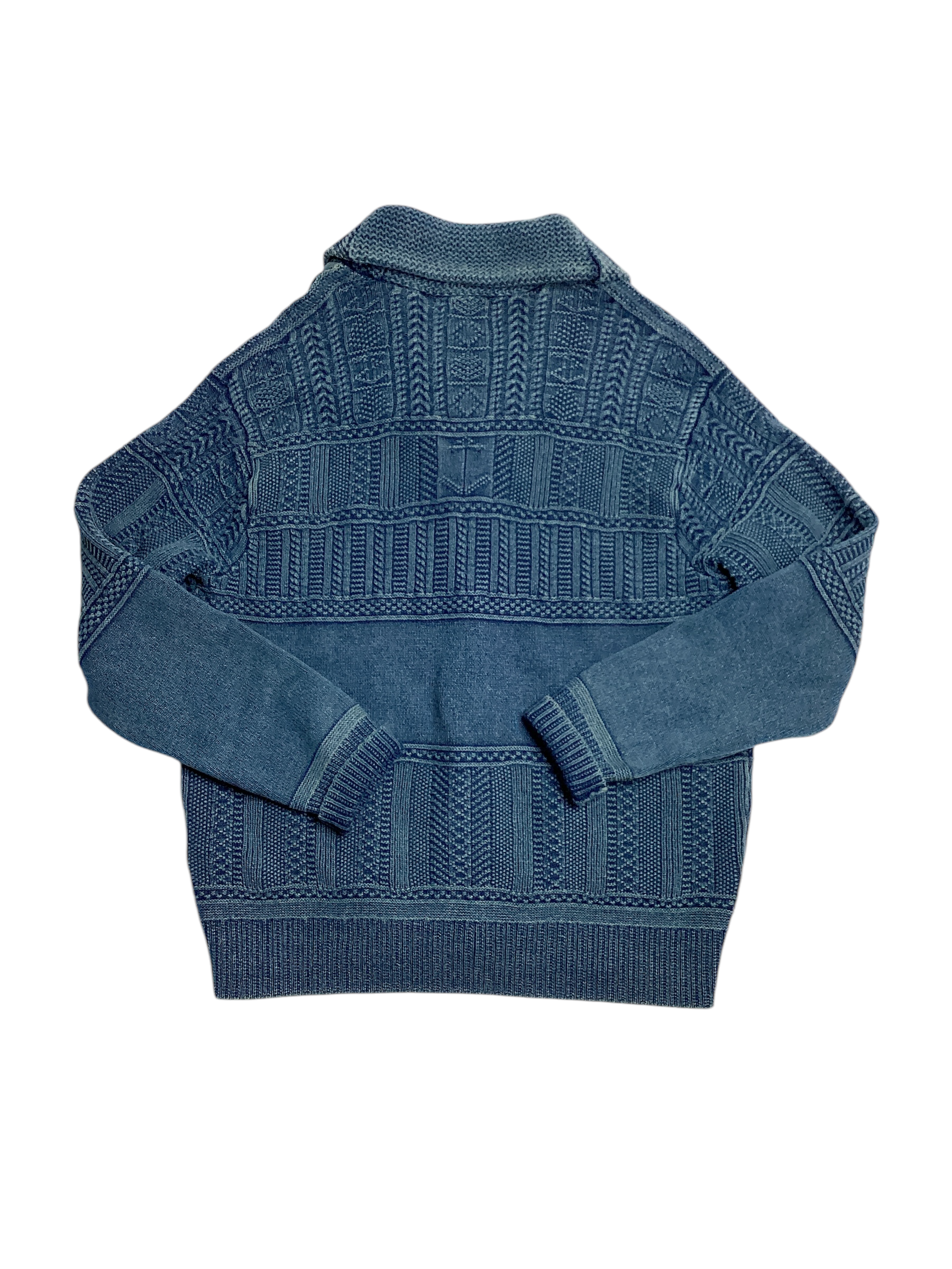 Polo Ralph Lauren Mens Anchor Aran Knit Cotton Cardigan Sweater Blue Large