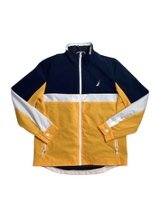 Nautica Mens Colorblock Golf Coat Jacket Navy Blue Yellow Medium