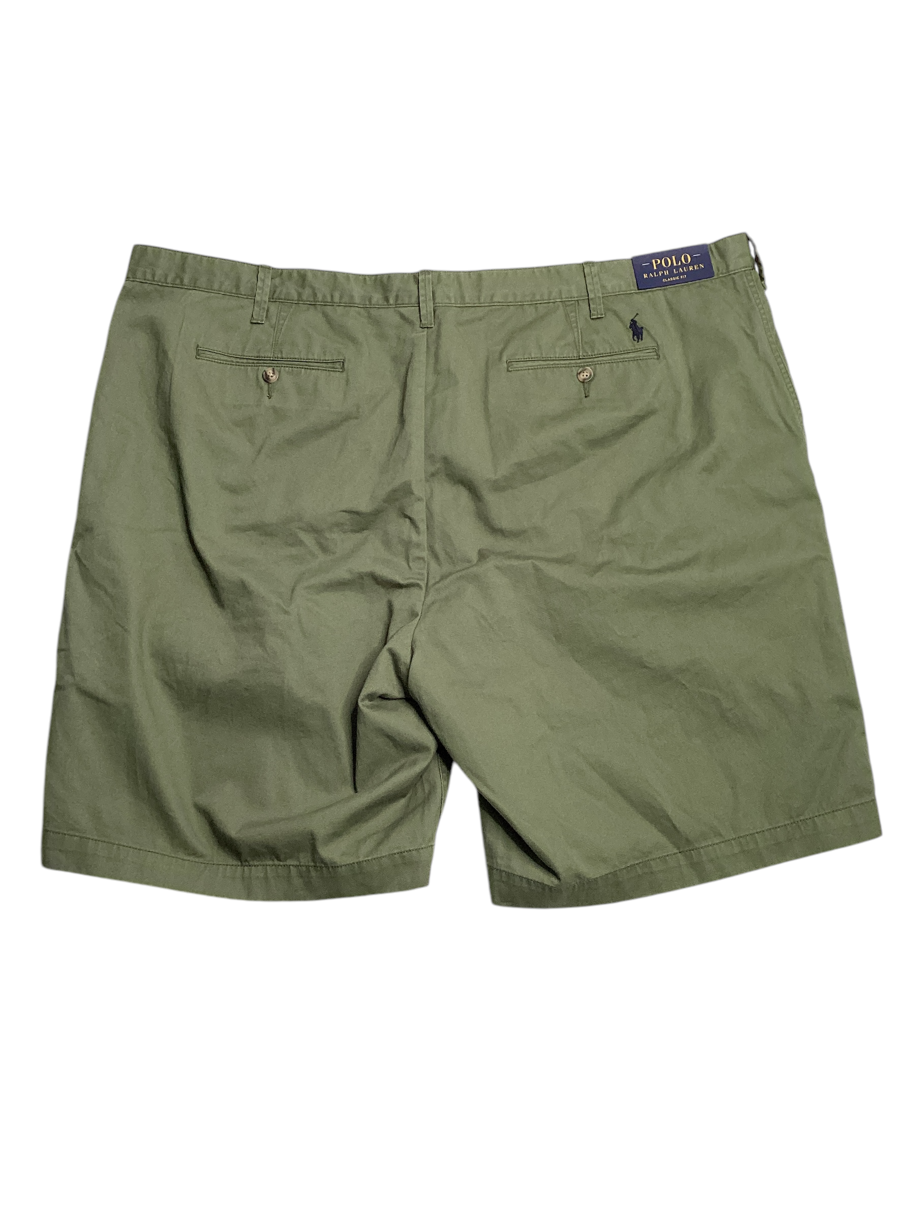 Polo Ralph Lauren Mens Chino Khaki Classic Fit Shorts Size 48 Green Flat Front