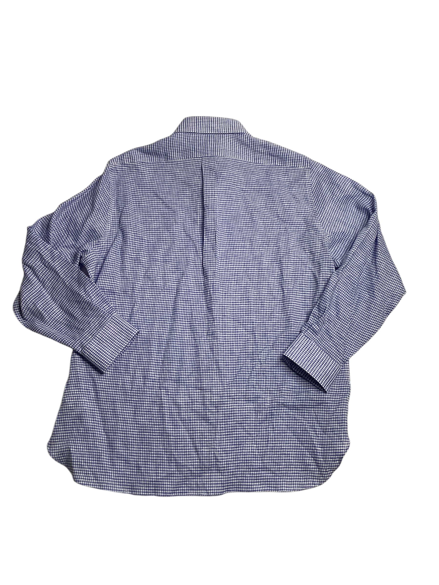 Polo Ralph Lauren Mens Classic Fit Linen Button Shirt Large Blue Check NO TAGS