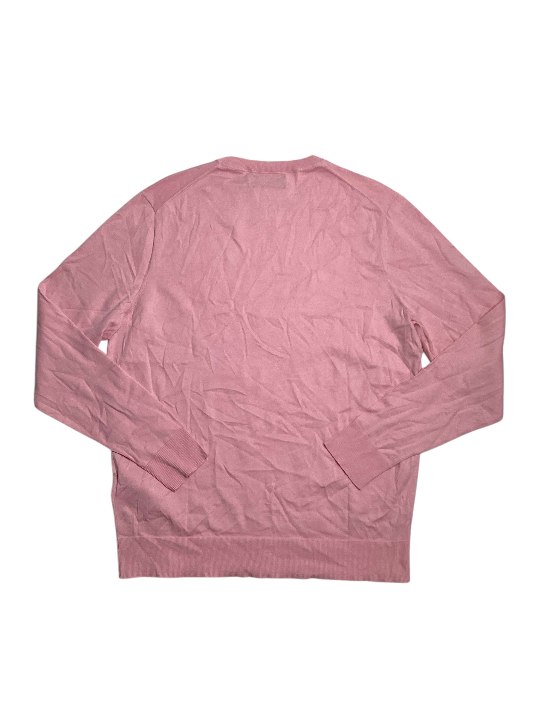 Polo Ralph Lauren Mens Pink Crewneck Light weight Cotton Sweater Large Pink