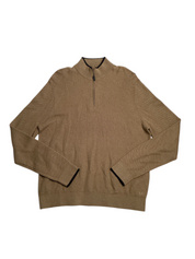 Michael Kors Mens Quarter Zip Brown Sweater XXL Cotton Honeycomb