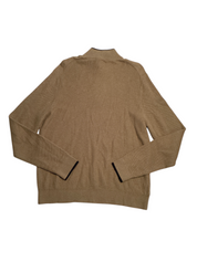 Michael Kors Mens Quarter Zip Brown Sweater XXL Cotton Honeycomb