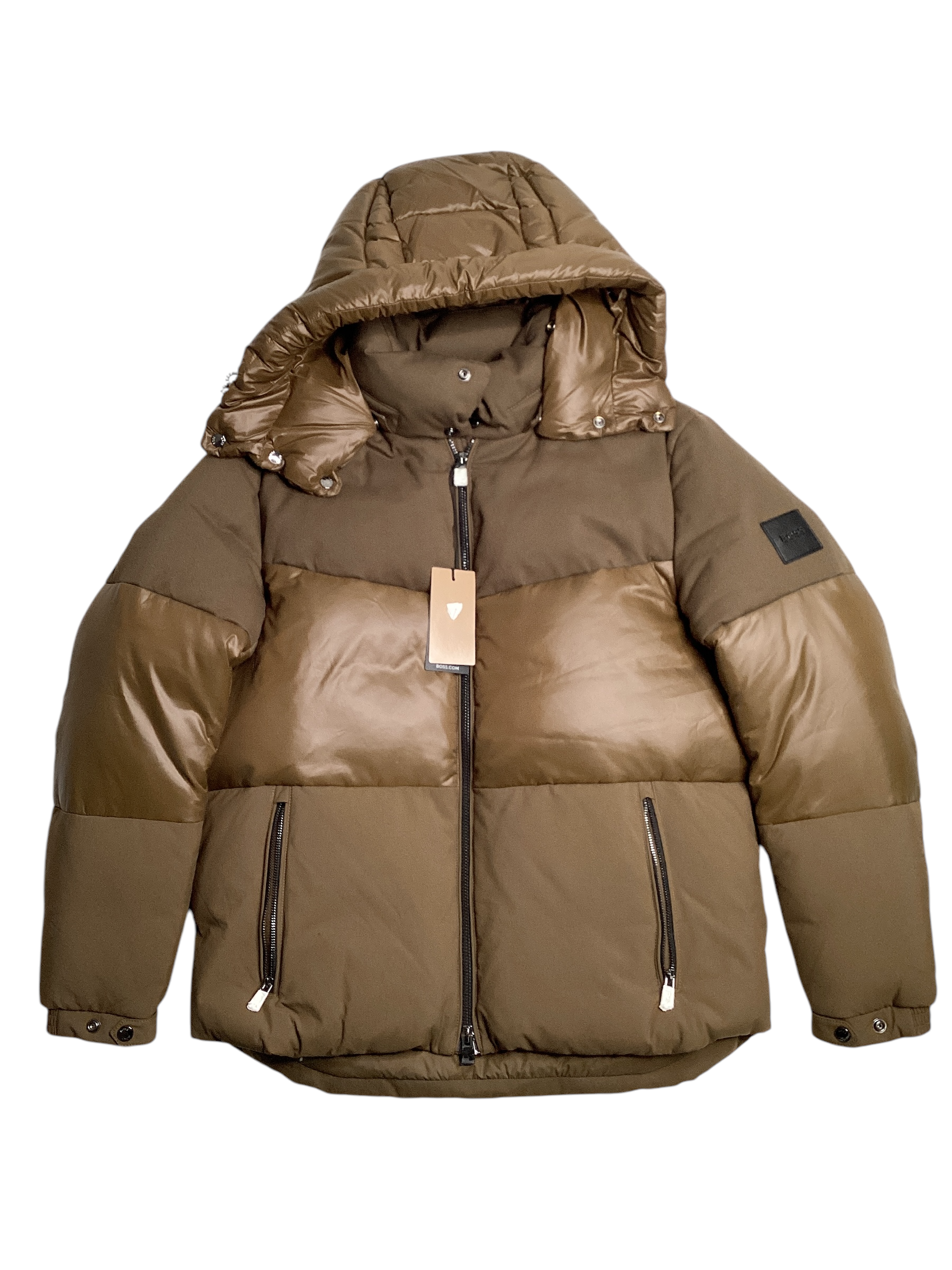 HUGO BOSS Mens Cratos Zip Front Jacket Puffer Coat 42R Dark Green
