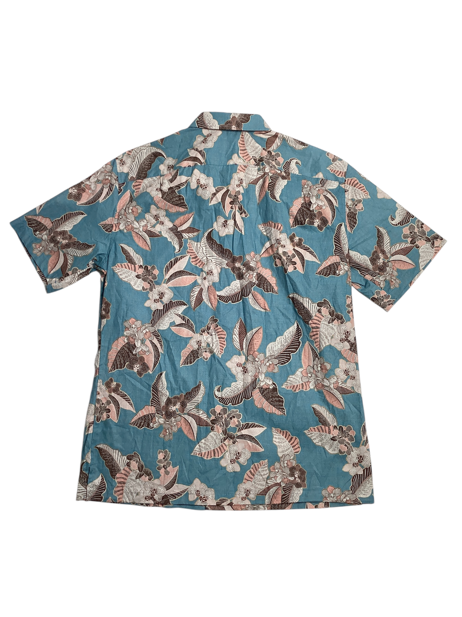 Tori Richard Mens Tropical Hawaiian Shirt Medium Blue Pink Cotton