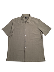 Alfani Mens Short Sleeve Button Up Shirt Wallstreet Grey XL Polyester