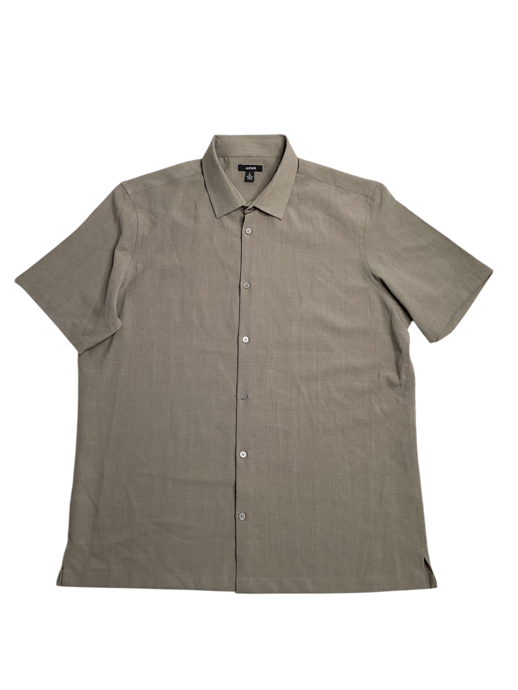 Alfani Mens Short Sleeve Button Up Shirt Wallstreet Grey XL Polyester