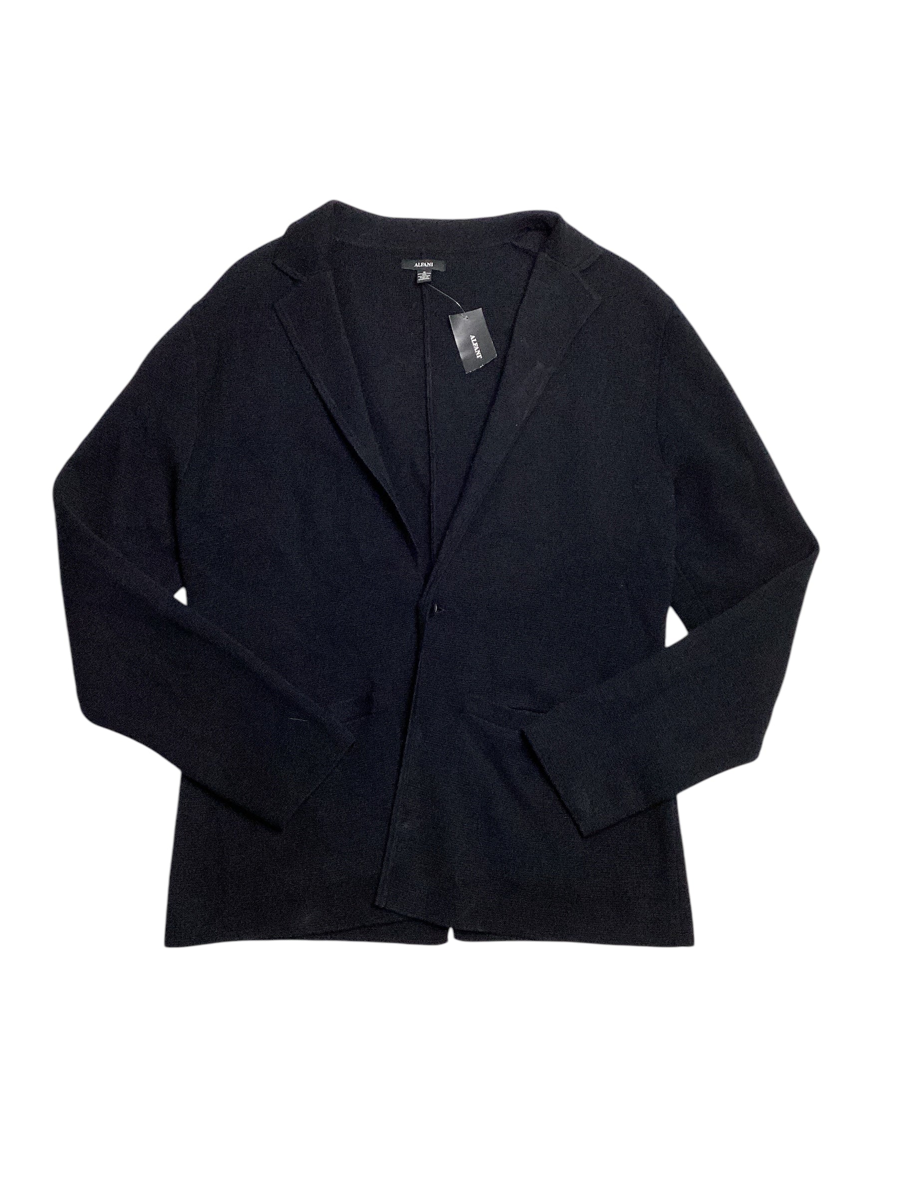 Alfani Men's Sleek Regular Fit Blazer Cardigan Deep Black Large
