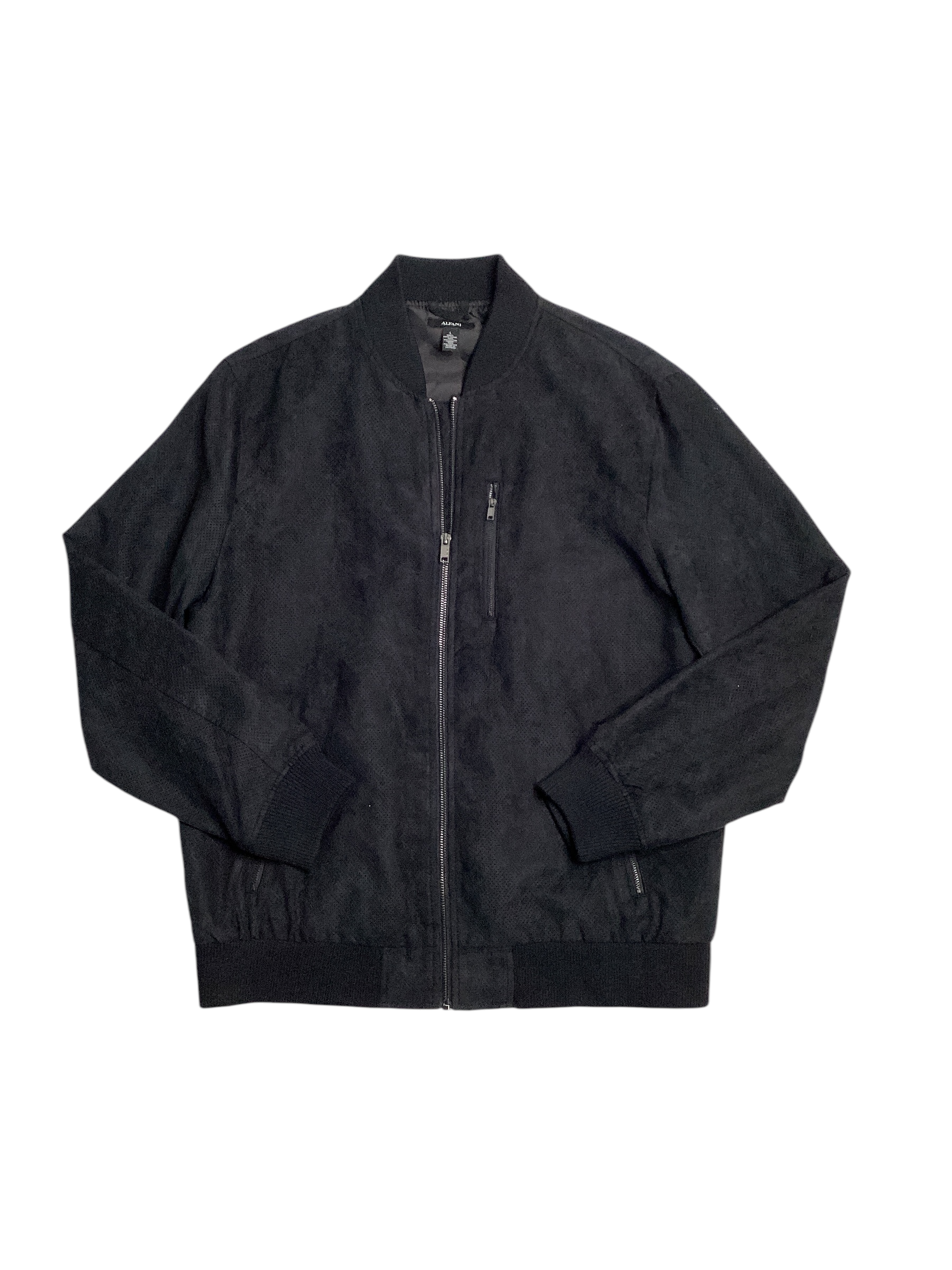 Alfani Mens Bomber Jacket Coat XL Black Stretch Solid